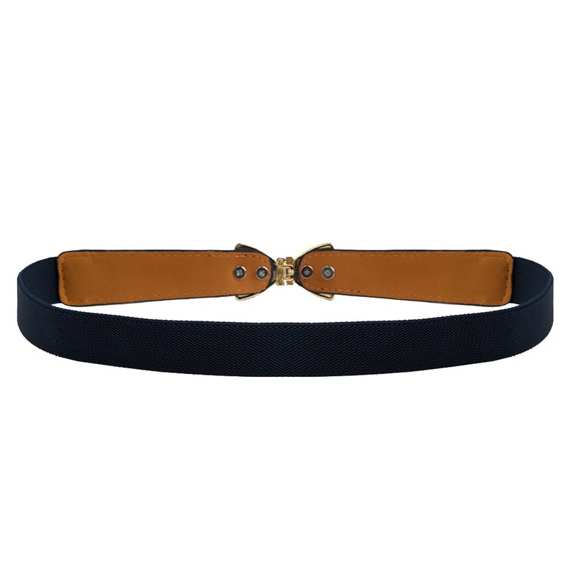 Syuer Women's 1" Width Bow Skinny Elastic Waist Belt - Stretchy Thin Belt (S-M (26"-32"), Black) - Image 2
